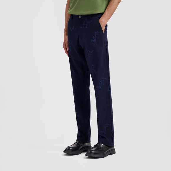 Twill Embro Trouser - Navy