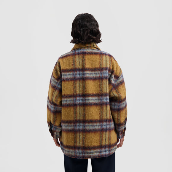 WMN Blur Wooly Shacket - Ochre Check