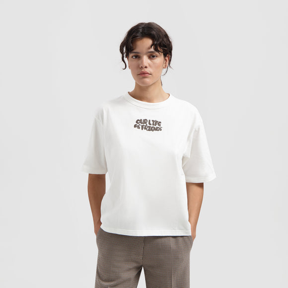 WMN Stencil Boxy Tee - Off White