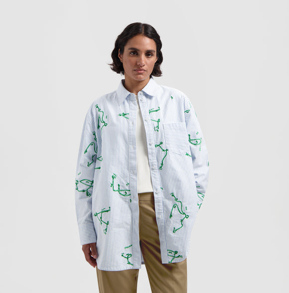 WMN Knot Oversized Shirt - Blue / White