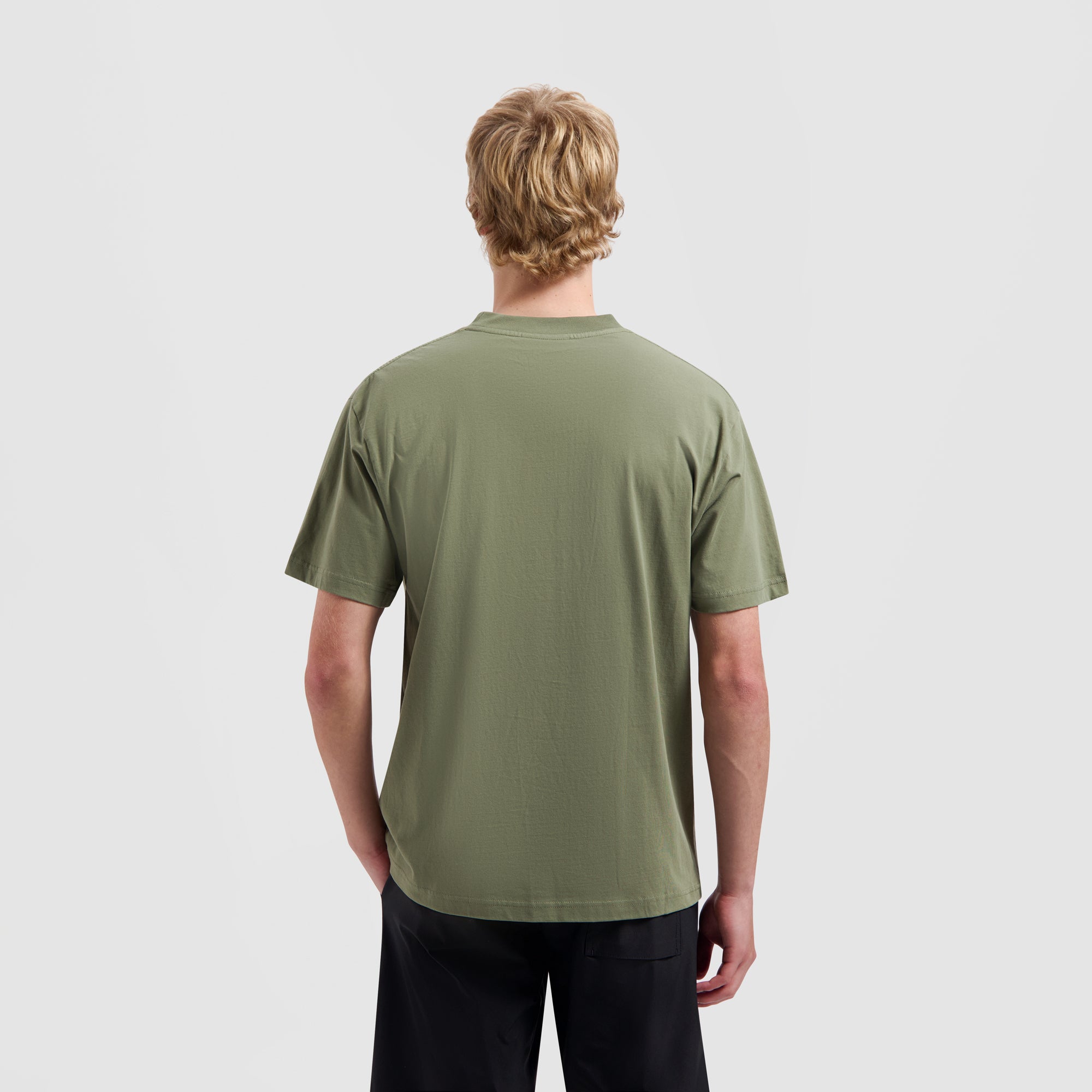 Sans Embroidered Tee - Pewter Green