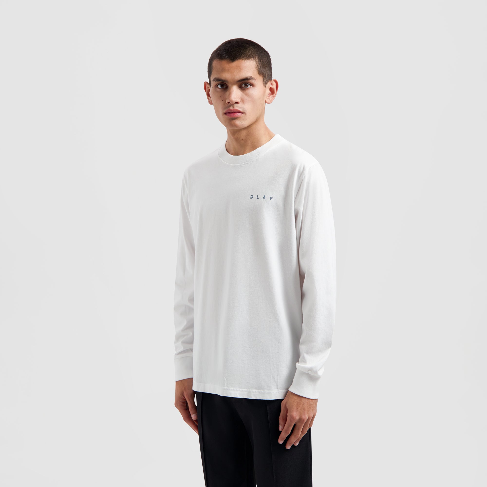 Pixelated Face LS Tee - Optical White