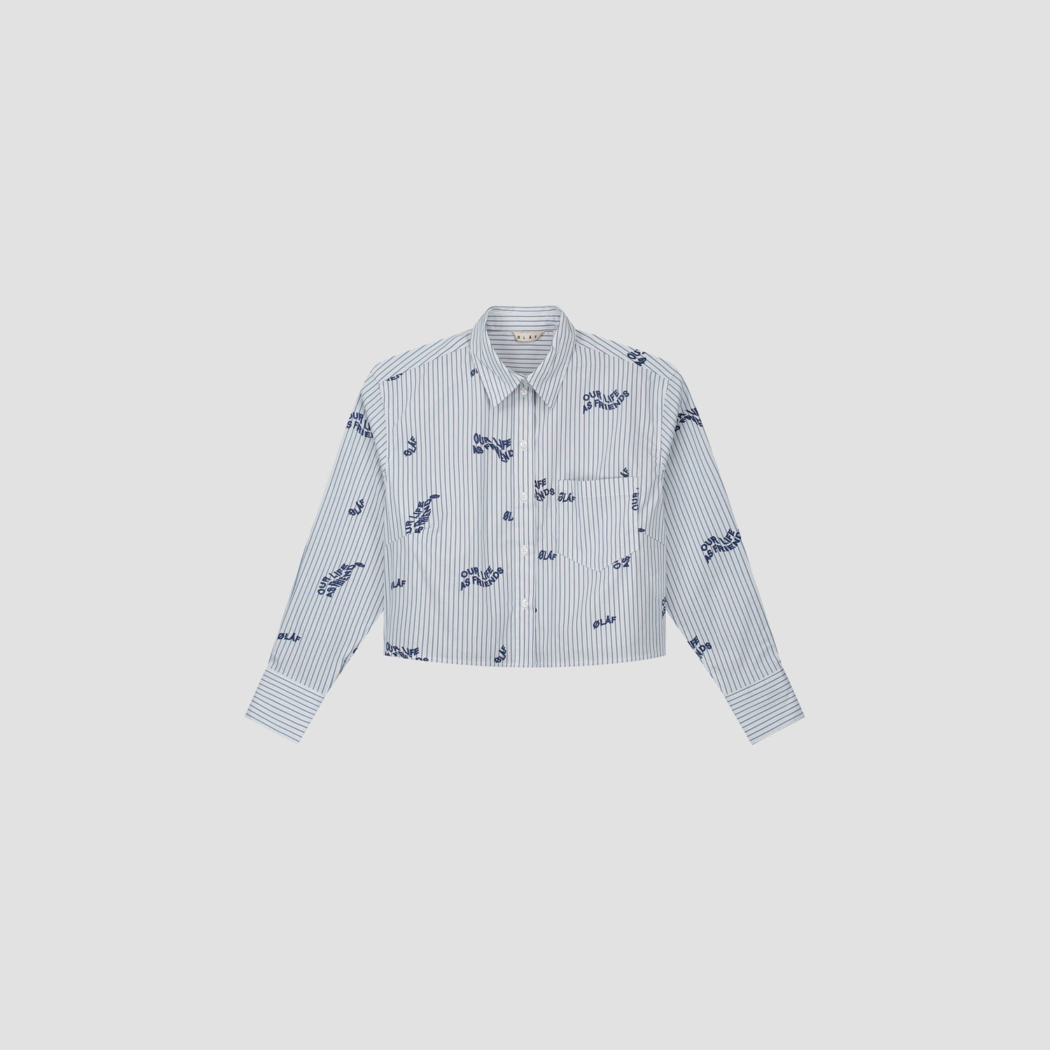 WMN Waves Stripe Cropped Shirt - Blue / White