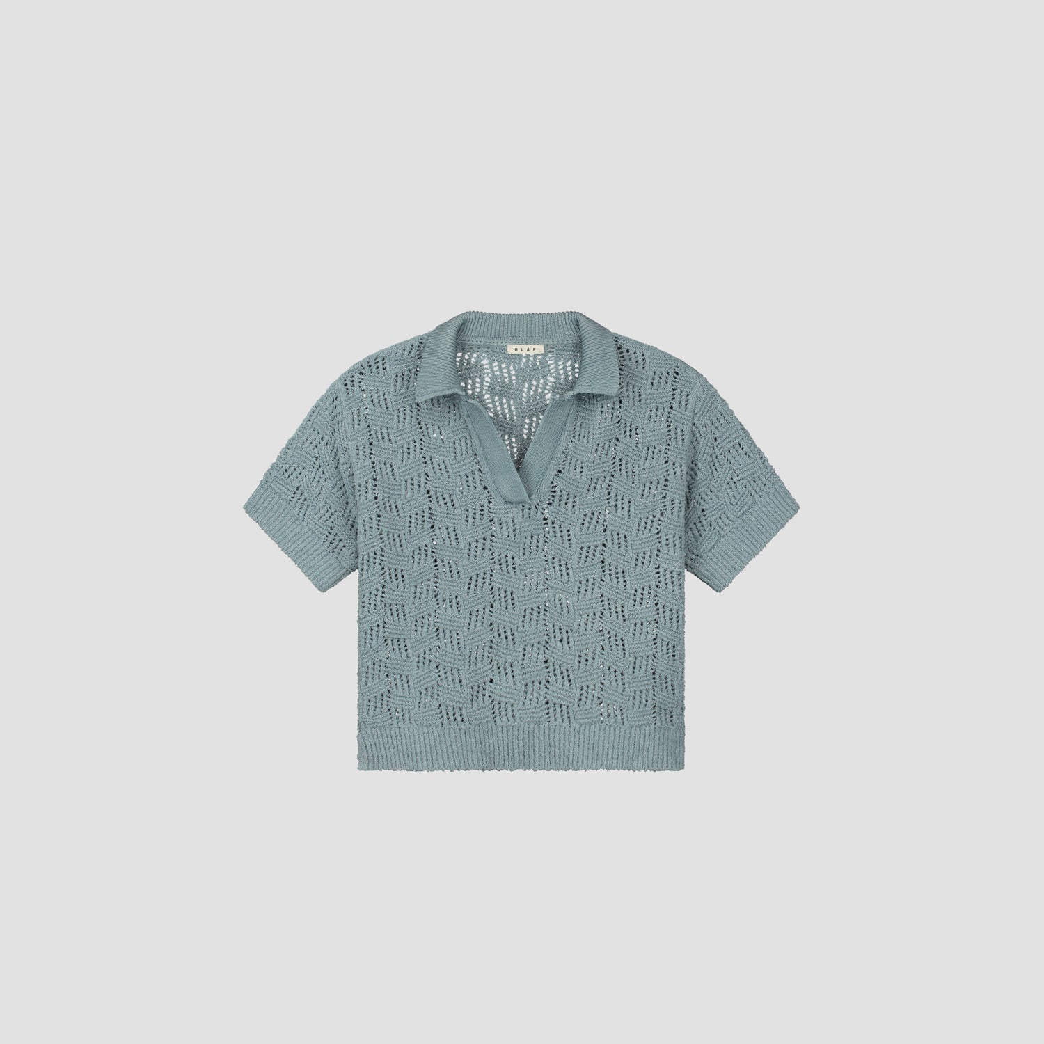 WMN Check Knitted Polo - Light Blue