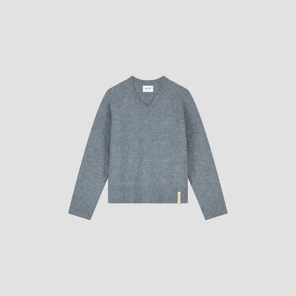 WMN V-Neck Oversized Sweater - Heather Grey
