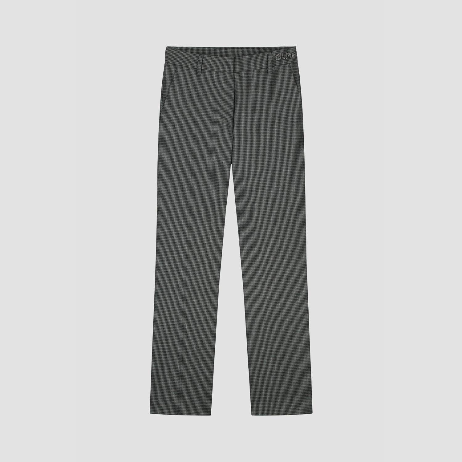 WMN Check Straight Tailored Pants - Grey