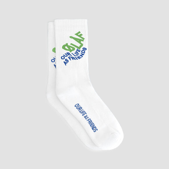 Wavy Logo Socks - White