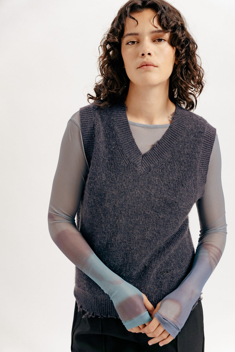 Lesley Merino Wool Vest in Grey, Women's Sustainable and Stylish Knitwears