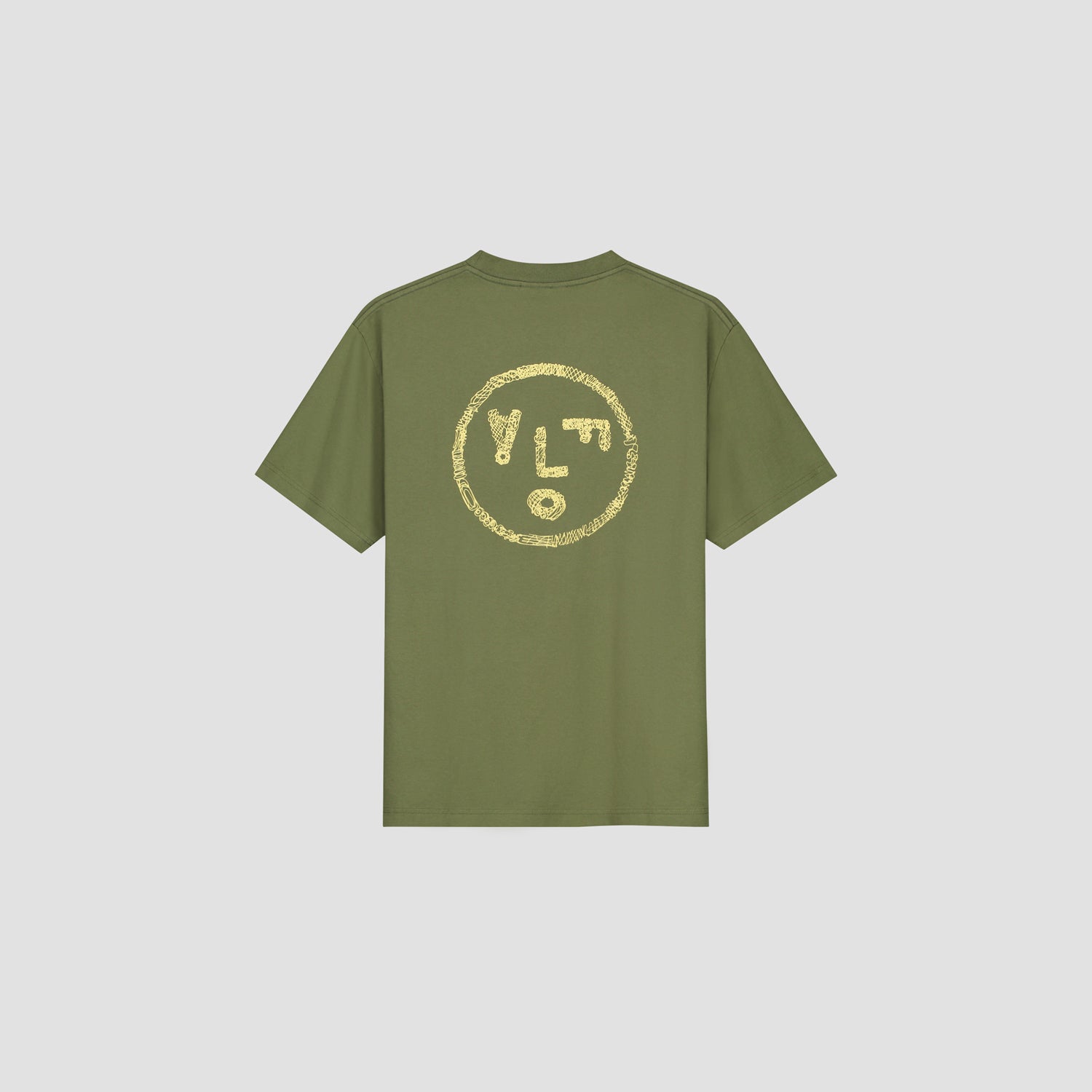 Scribble Face Tee - Light Olive