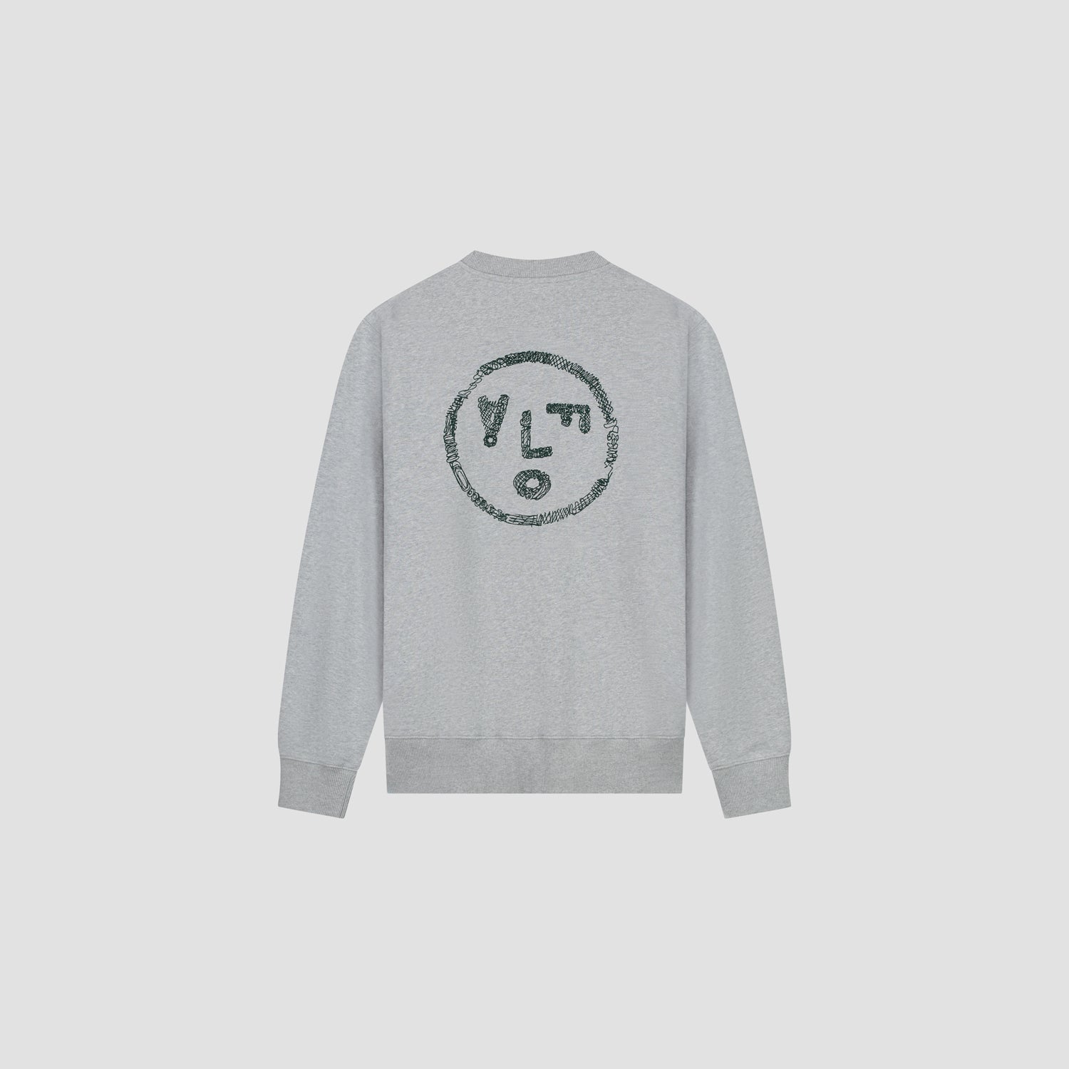 Scribble Face Crewneck - Heather Grey