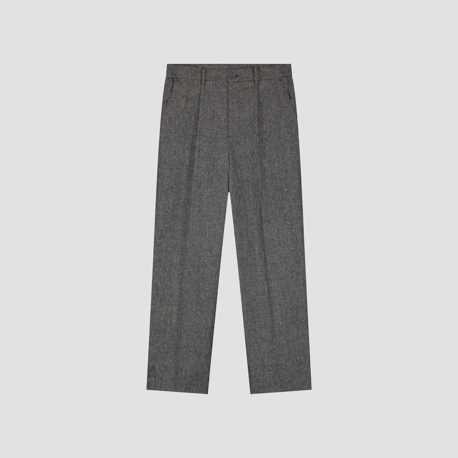 Houndstooth Pleated Tailored Pant - Grey