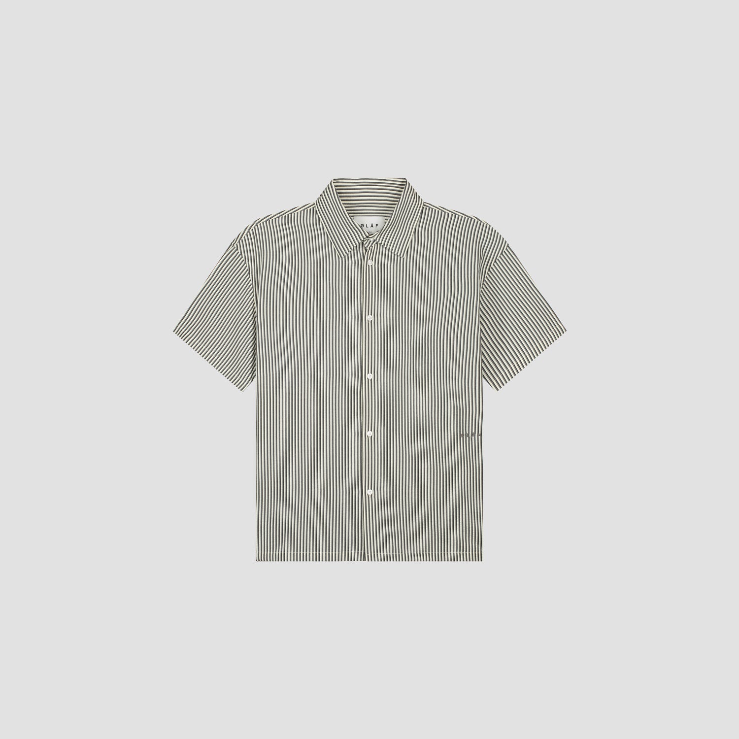 Boxy Seersucker Stripe SS Shirt - Charcoal Grey