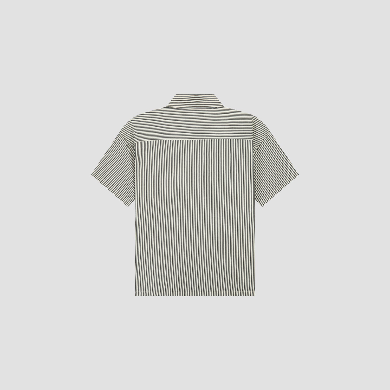 Boxy Seersucker Stripe SS Shirt - Charcoal Grey