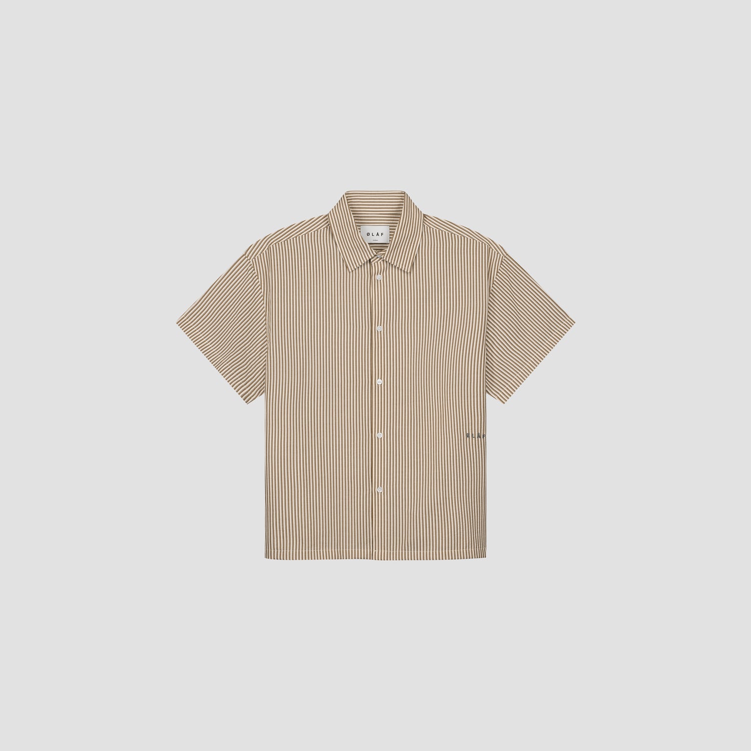 Boxy Seersucker Stripe SS Shirt - Cinnamon Brown