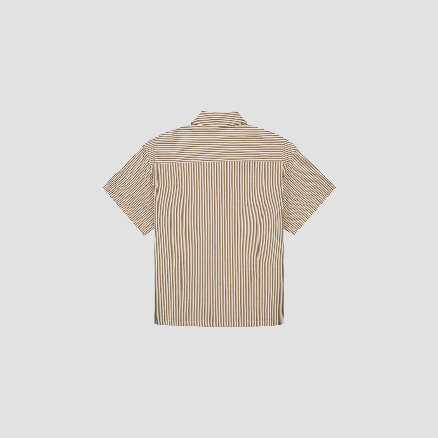 Boxy Seersucker Stripe SS Shirt - Cinnamon Brown