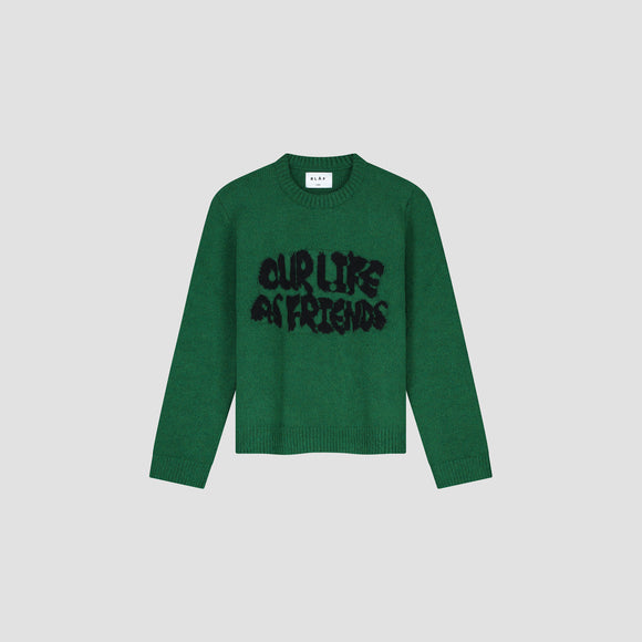 Stencil Knitted Crewneck - Kelly Green