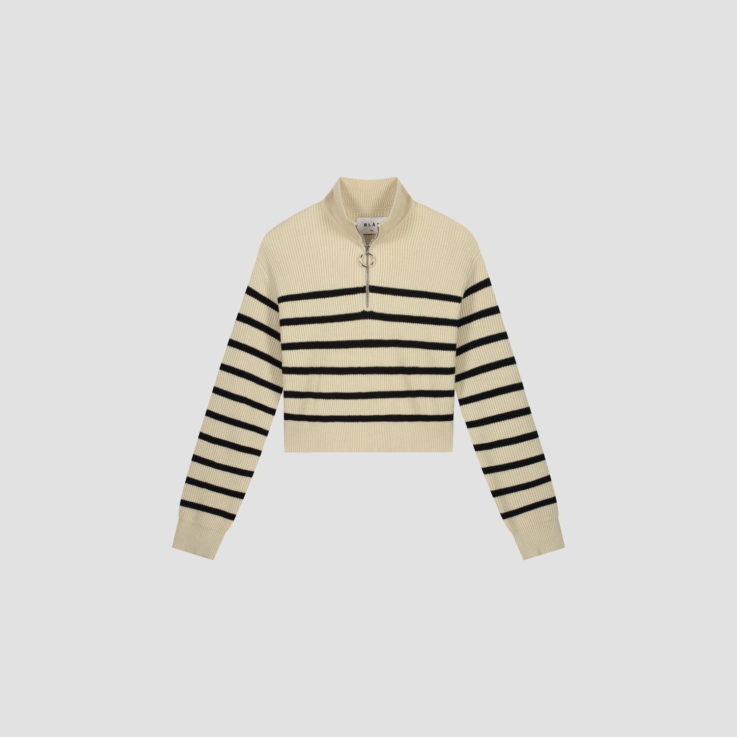 WMN Knit Zip Mock - Off White / Black