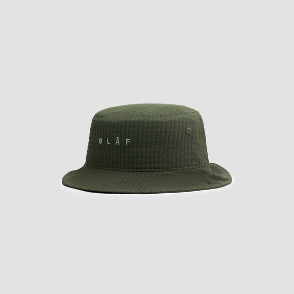 Seersucker Bucket Hat - Forest Green