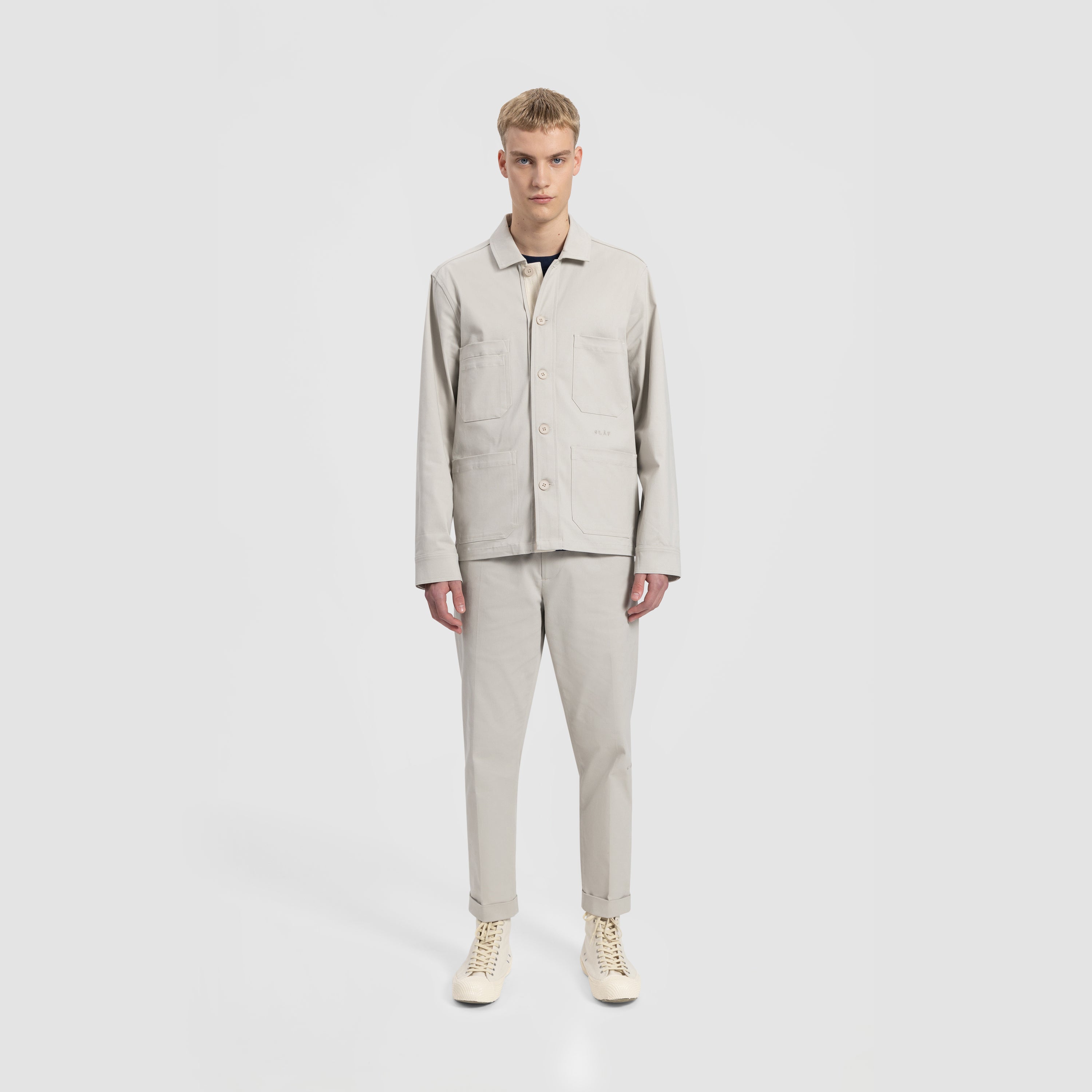 Workwear Cotton Blazer - Light Grey