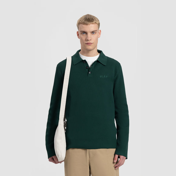 Lightweight Knitted Polo - Forest Green