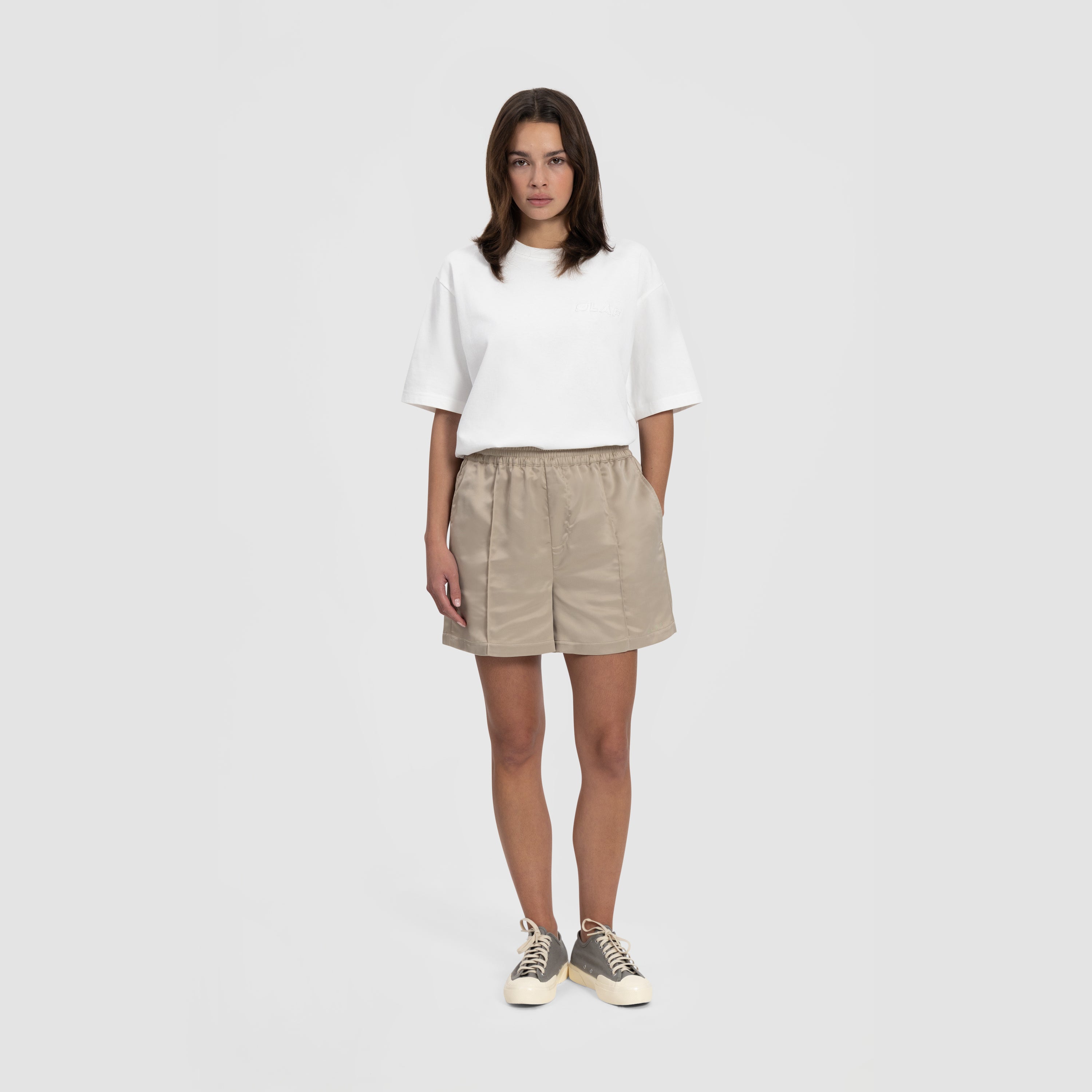 WMN Satin Pintuck Shorts - Off White