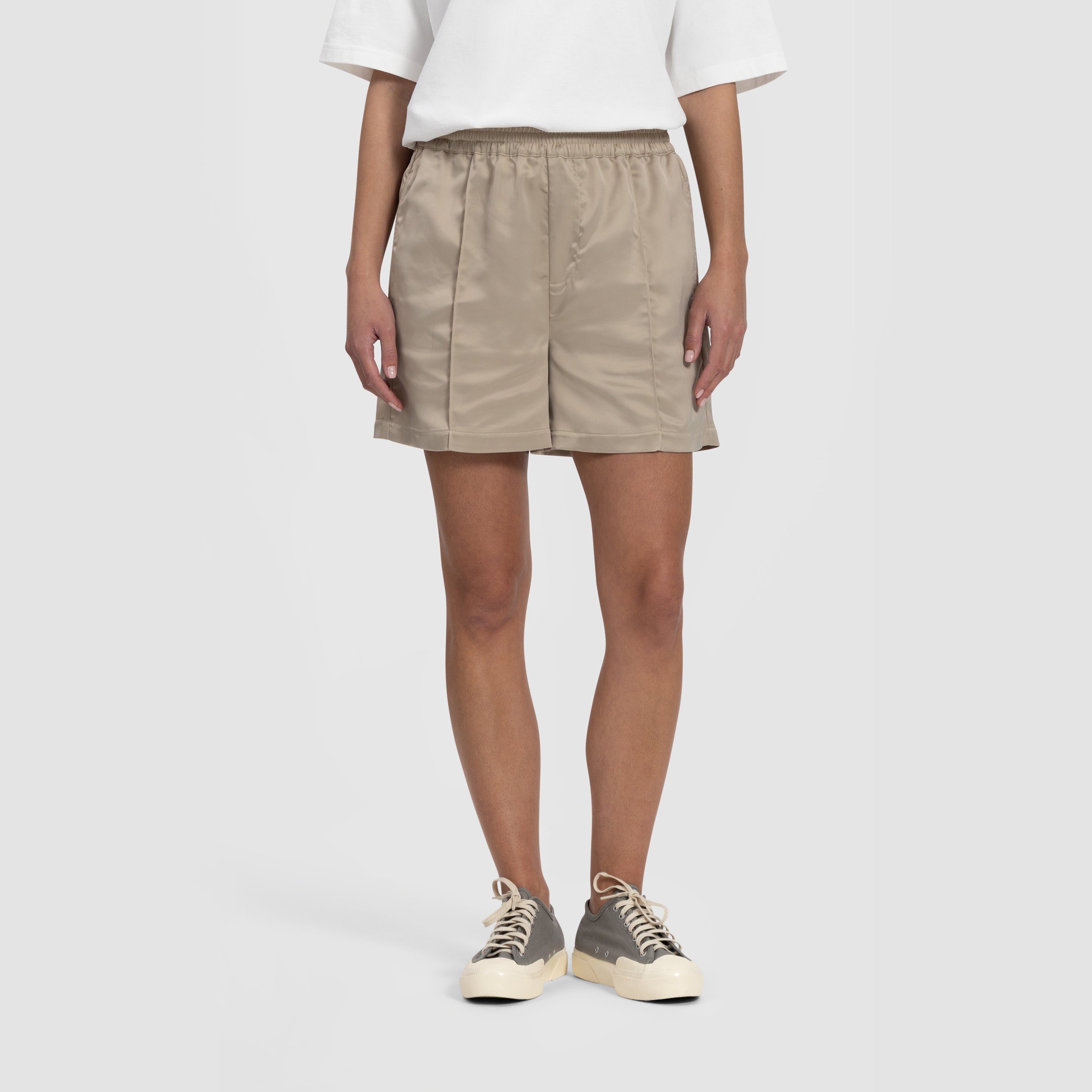 WMN Satin Pintuck Shorts - Off White