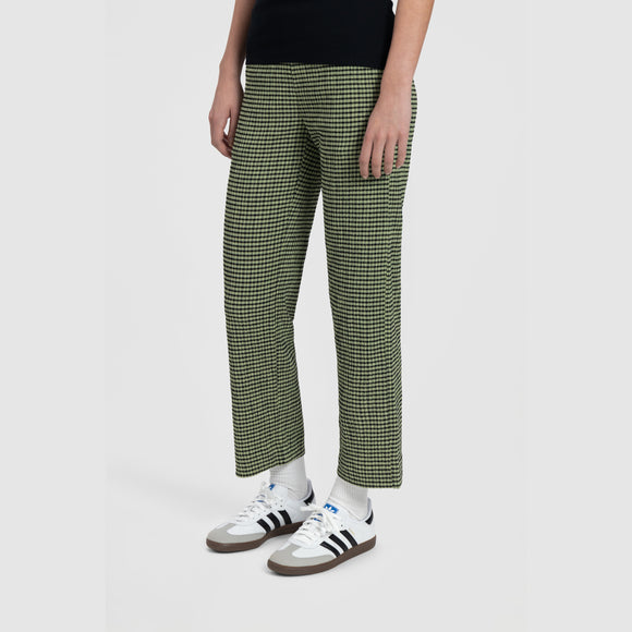 WMN Seersucker Slim Trousers - Green Check