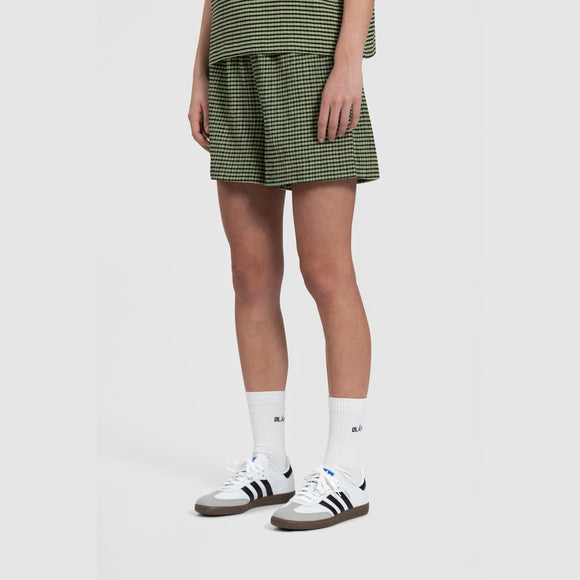 WMN Seersucker Shorts - Green Check