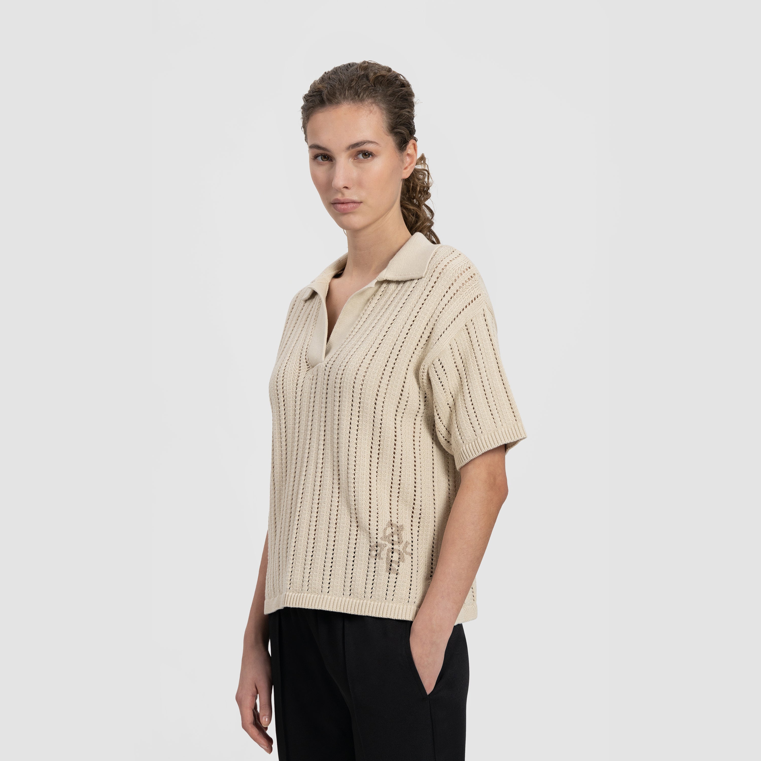 WMN Knit Polo - Cement