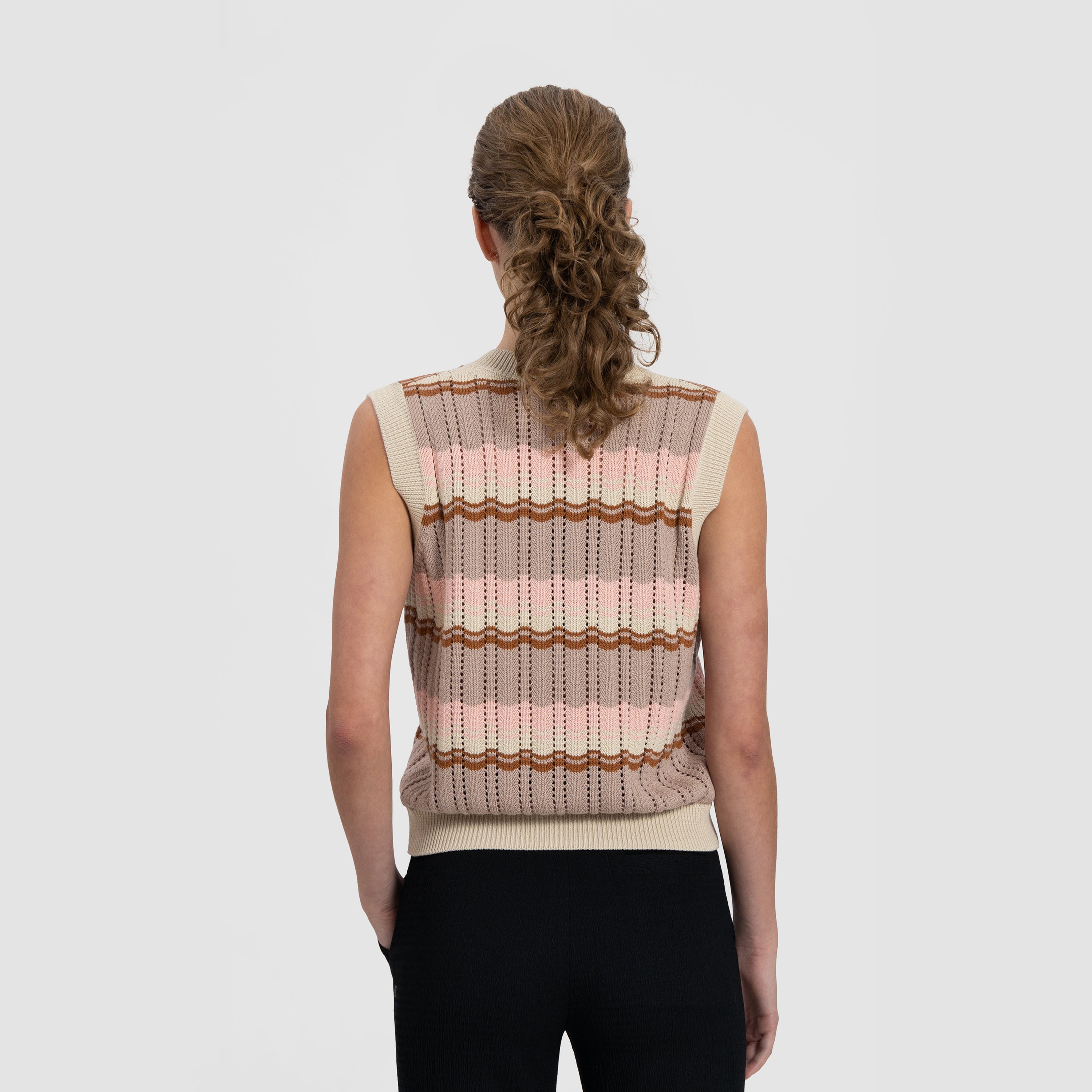 WMN Stripe Knit Vest - Pink/Cement