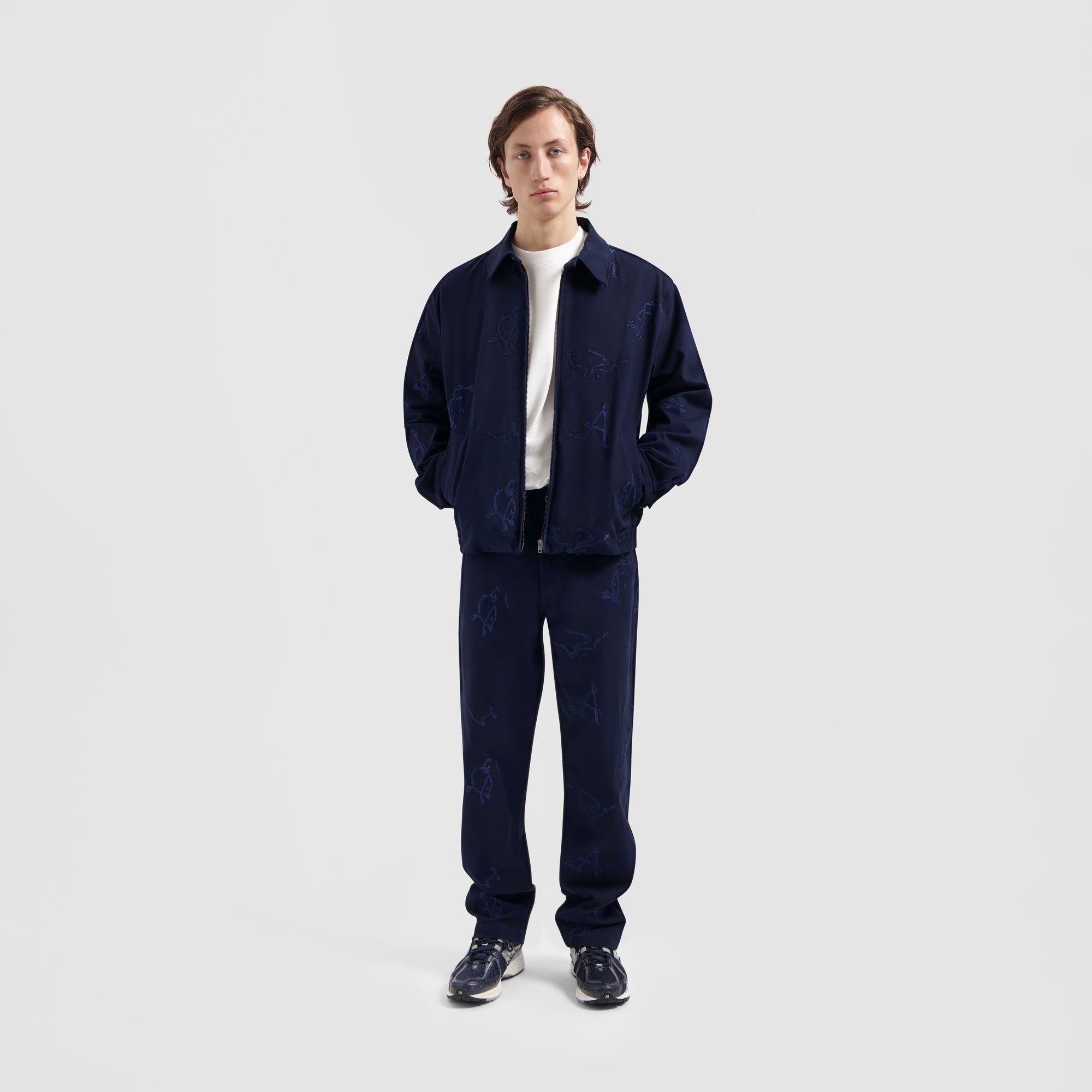 Twill Embro Trouser - Navy