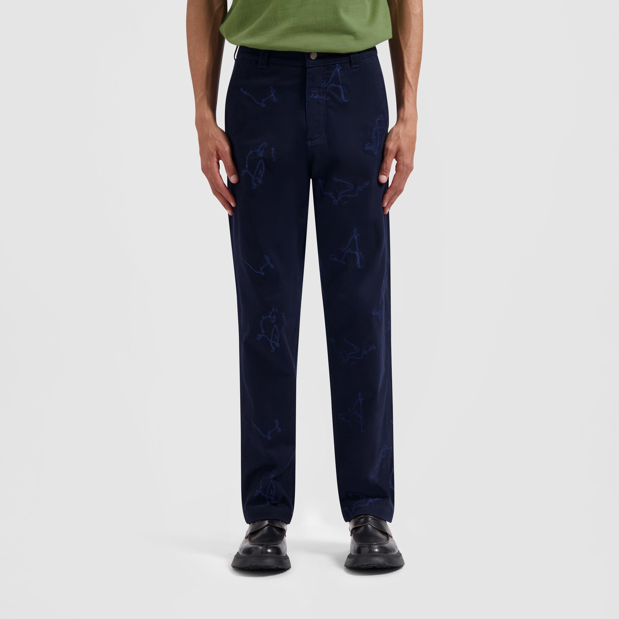 Twill Embro Trouser - Navy