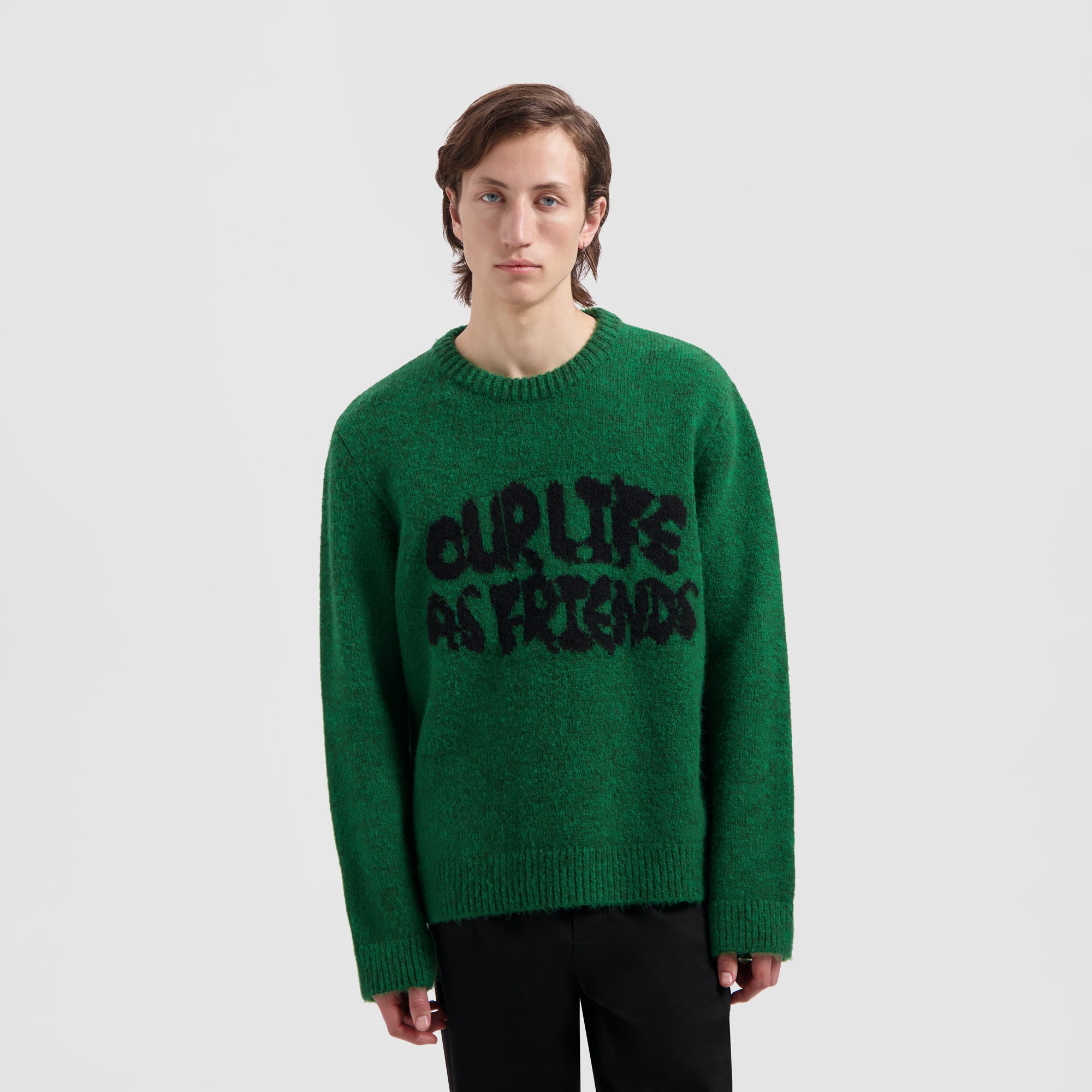 Stencil Knitted Crewneck - Kelly Green