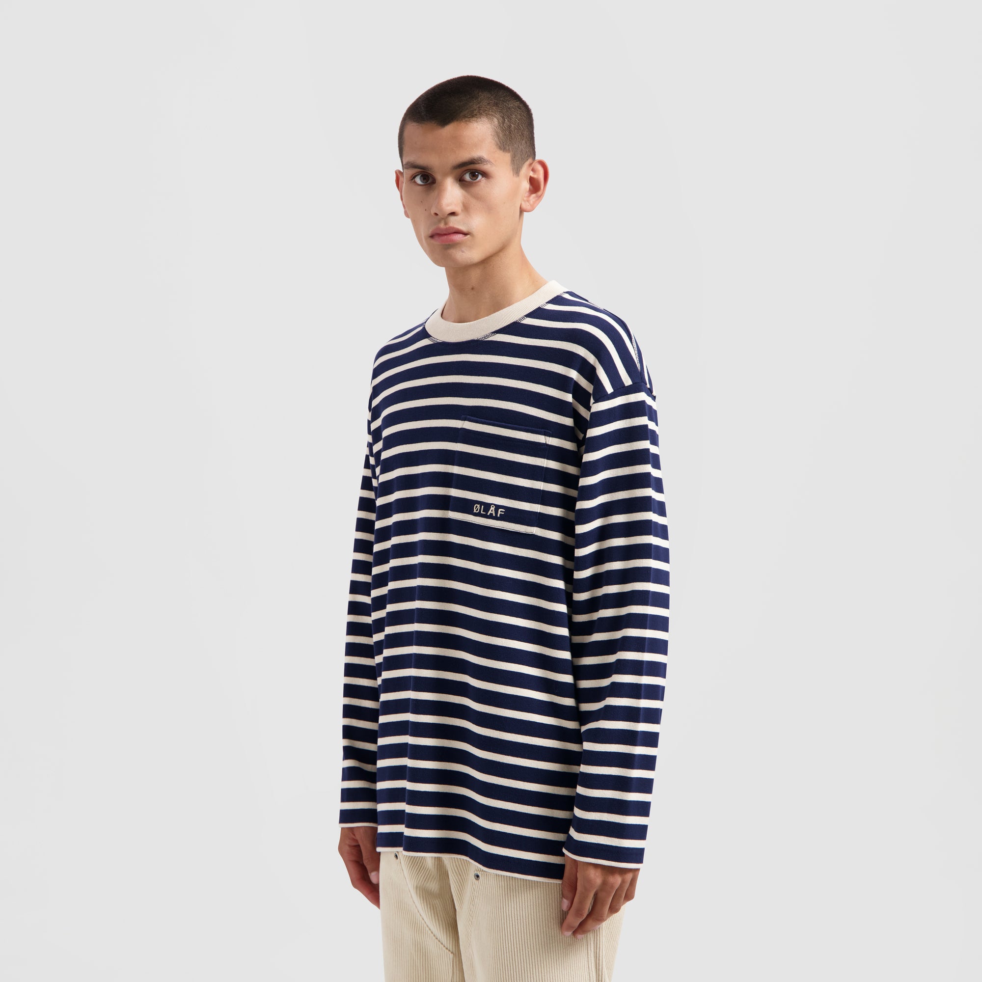 Stripe Sweatshirt - Navy / Off White