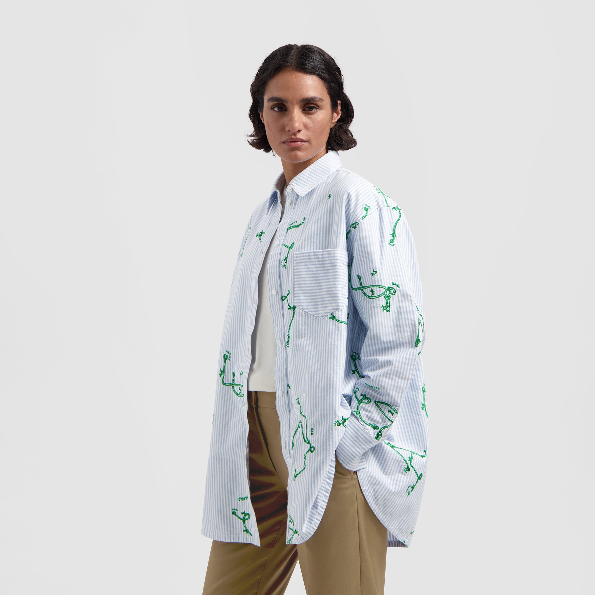 WMN Knot Oversized Shirt - Blue / White
