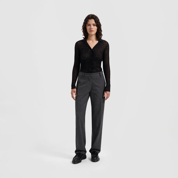 WMN Check Straight Tailored Pants - Grey