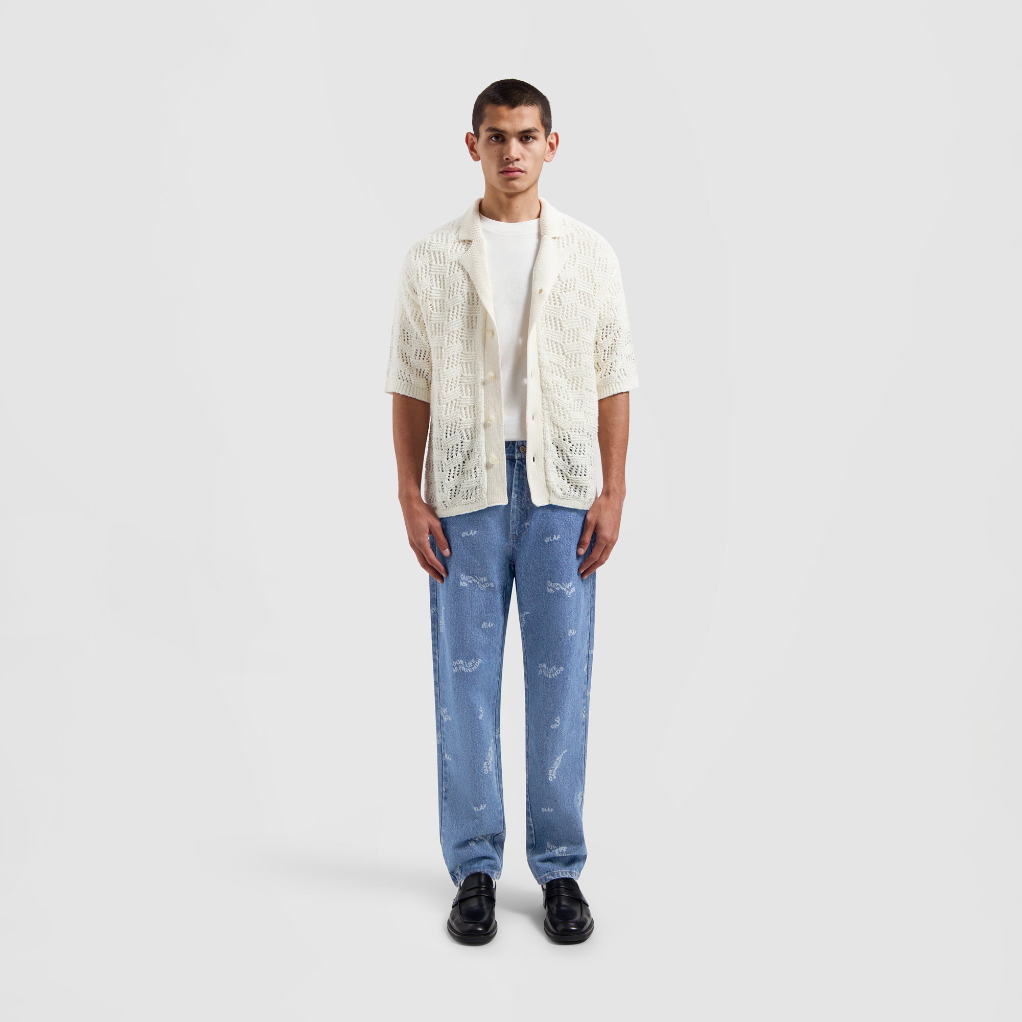 Check Knitted SS Shirt - Off White