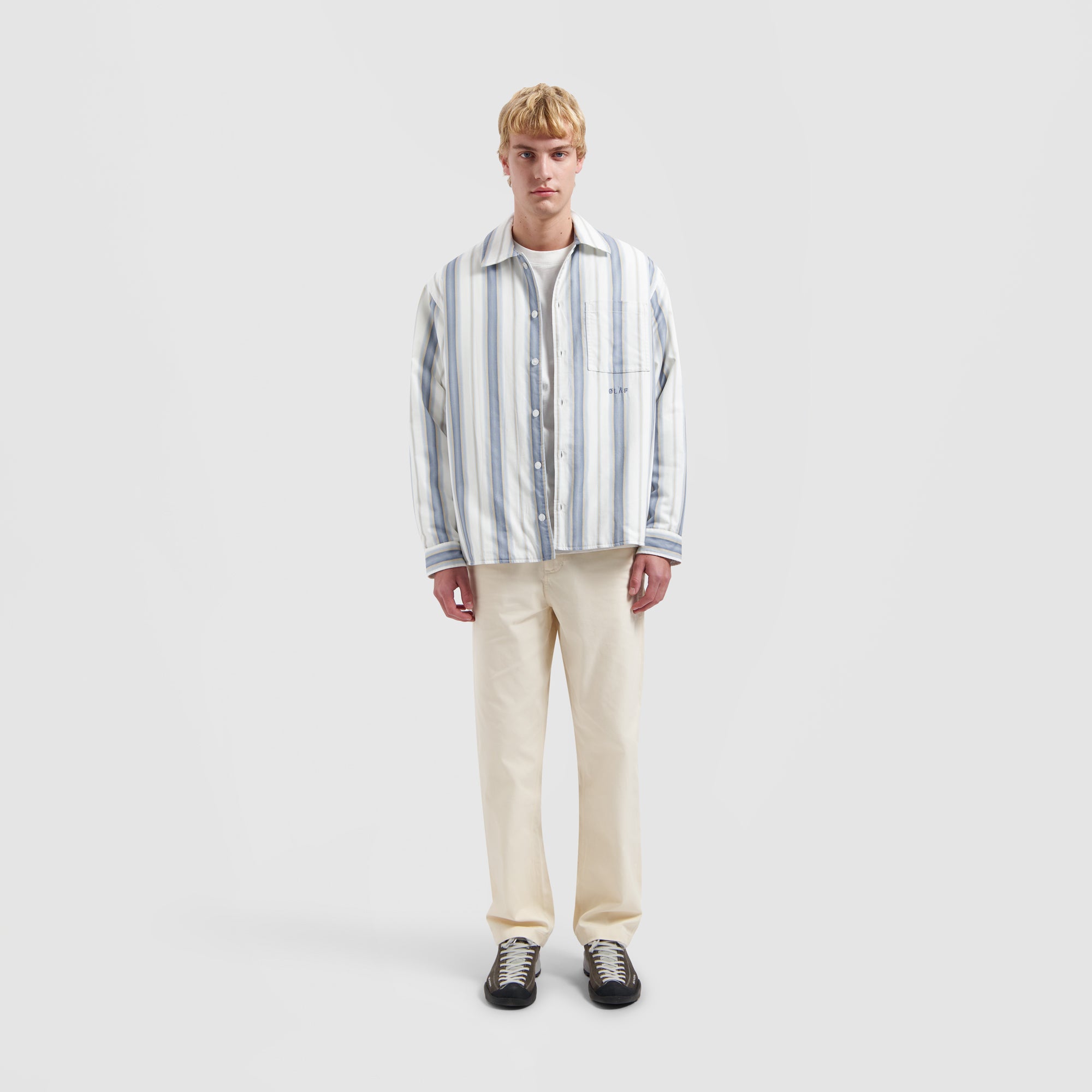 Stripe Padded Overshirt - White / Blue