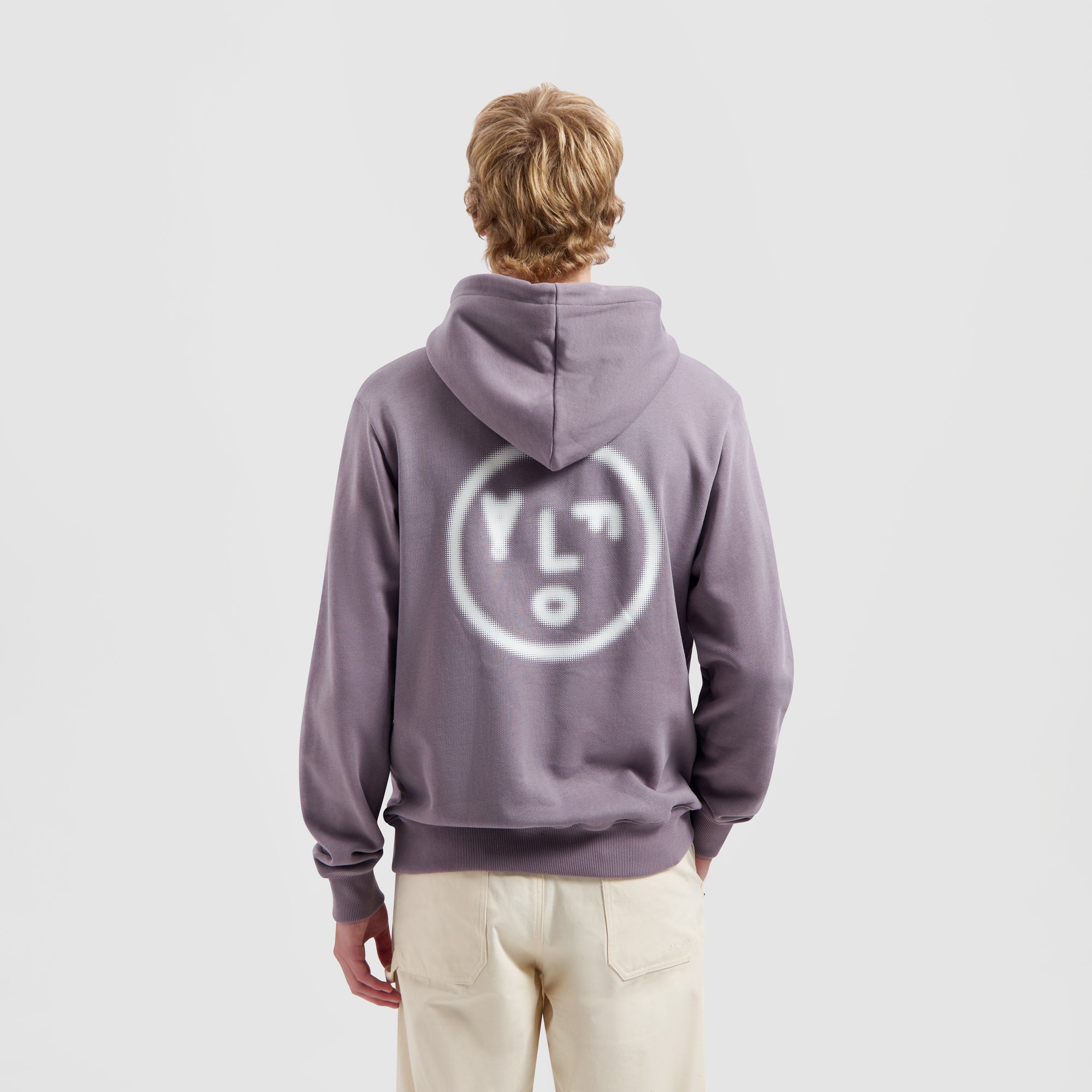 Pixelated Face Hoodie - Stone Grey