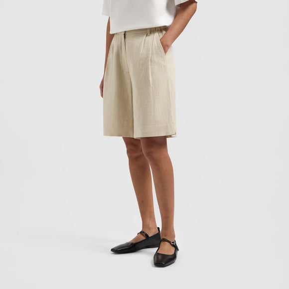 WMN Linen Tailored Shorts - Oatmeal