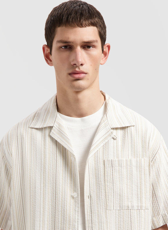 Stripe Shirt SS - Brown / White