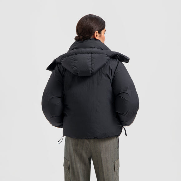 Hooded Puffer Jacket - Black