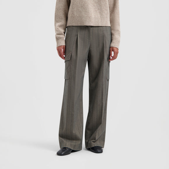 Herringbone Cargo Pants - Brown