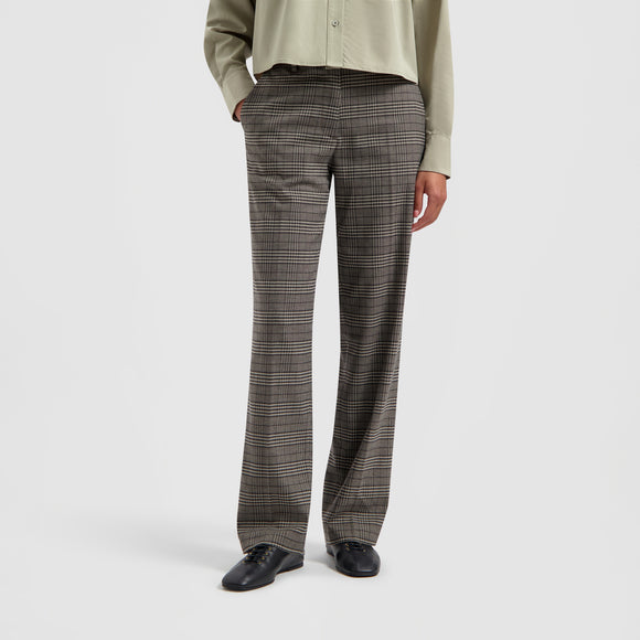 Check Tailored Straight Pants - Grey