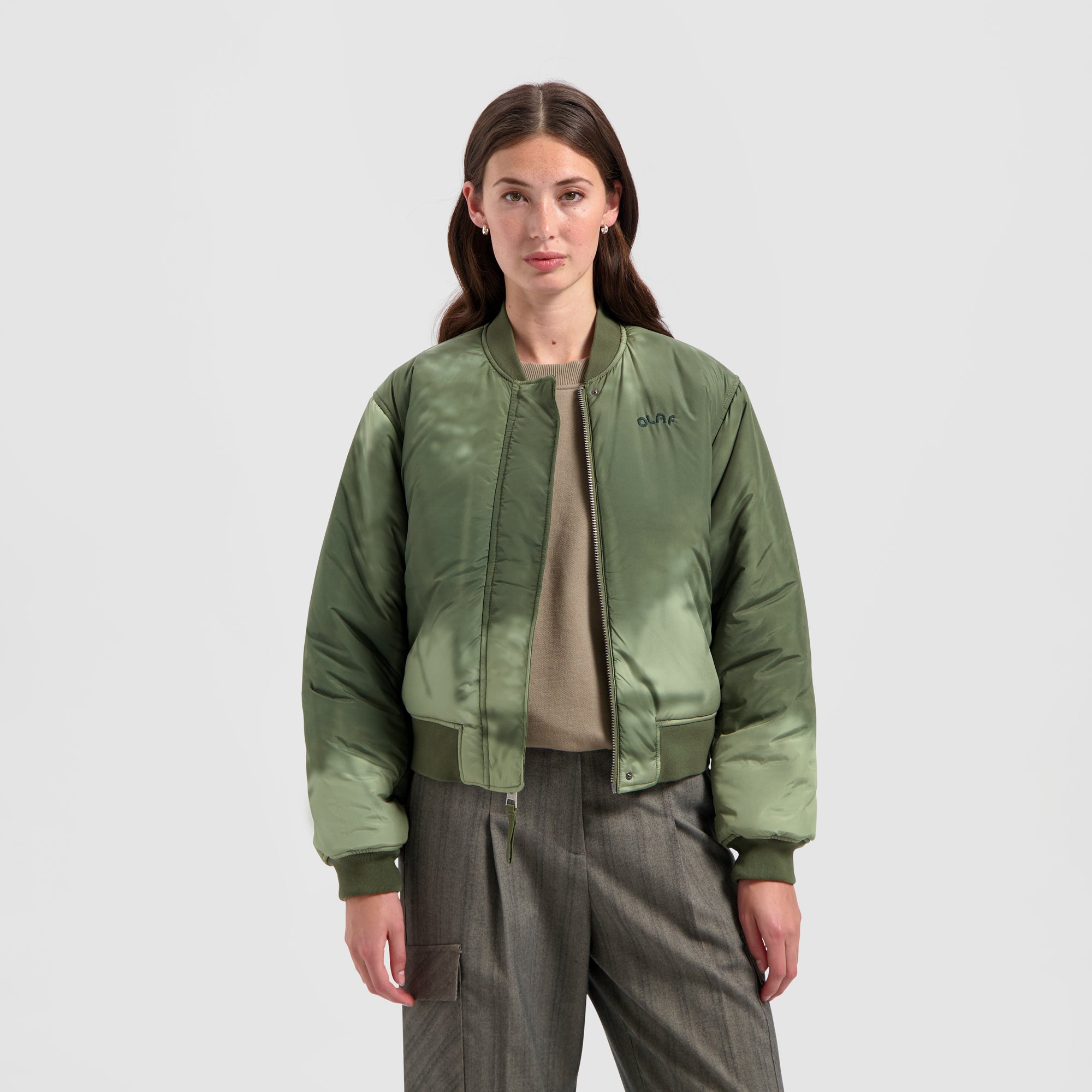 Reversible Bomber Jacket - Olive Green