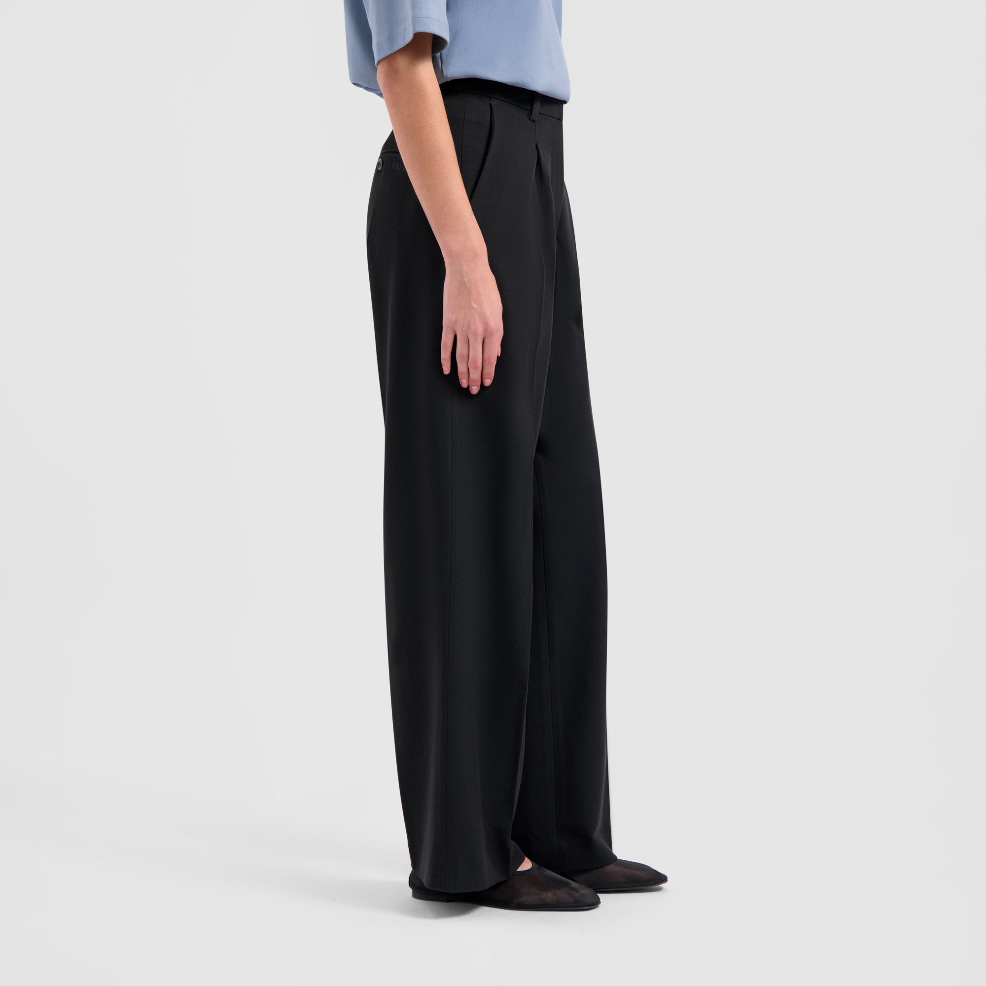 Tailored Wide Leg Pants - Black