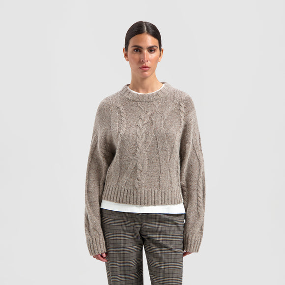 Speckled Cable Knit - Brown