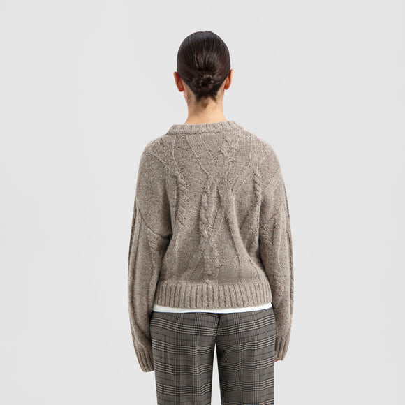 Speckled Cable Knit - Brown