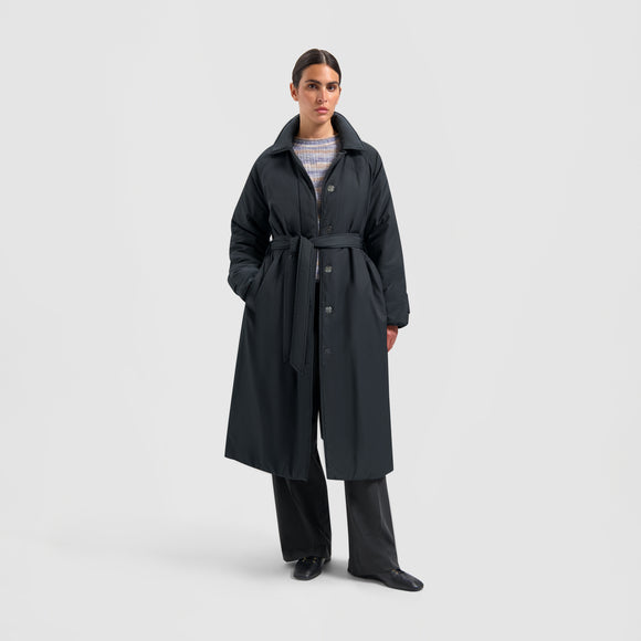 Padded Trench Coat - Black