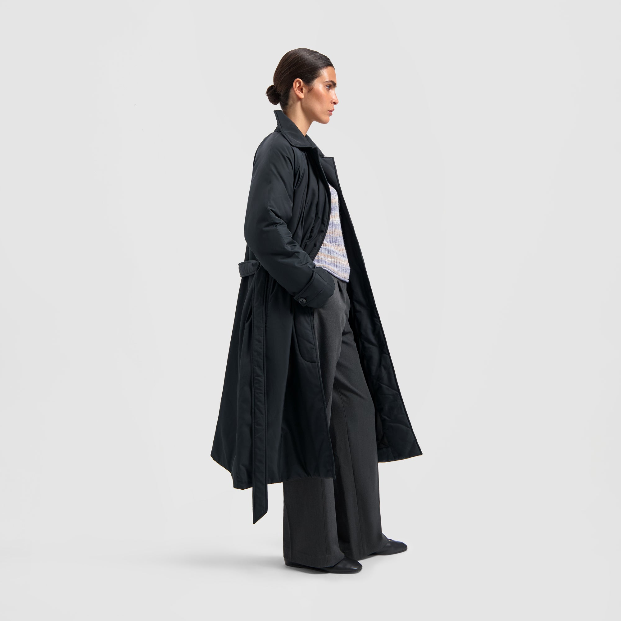 Padded Trench Coat - Black